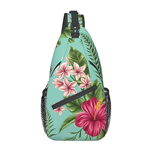 Hawaiianische Tropische Blätter, Blumen, Rinderfarm, Schutzgebiet, Umhängetasche, Rucksack für Damen und Herren, Brusttasche, Wandertasche für Camping, Radfahren, Reisen, Radfahren, diagonale Tasche von IUBBKI