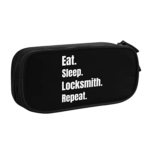 IUBBKI Eat Sleep Locksmith Repeat Pencil Bag Große Kapazität Doppelschicht Büro Schule Tragbares Federmäppchen von IUBBKI