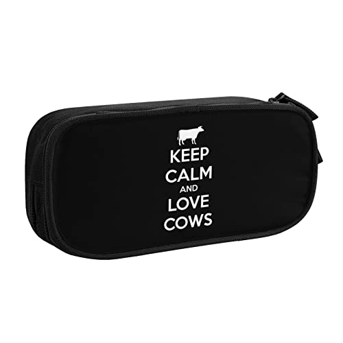 IUBBKI Keep Calm and Love Cows Federmäppchen Große Kapazität Doppelschicht Büro Schule Tragbares Federmäppchen von IUBBKI