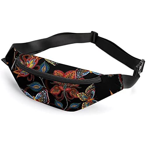 Paisley-Blumen-Schmetterlings-Aquarell-Paisley-Blumen-Schmetterlings-Gürteltasche, Sport-Gürteltasche für Erwachsene, Kinder, für Männer und Frauen Paisley-Blumen-Schmetterlings-Aquarell-Paisley-Blumen-Schmetterlings-Gürteltasche, Sport-Gürteltasche für Erwachsene, Kinder, für Männer und Frauen von IUBBKI