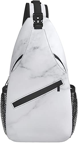 Sling Bag White Marble Nature Wandern Daypack Crossbody Schulterrucksack Reise Brusttasche für Männer Frauen von IUBBKI