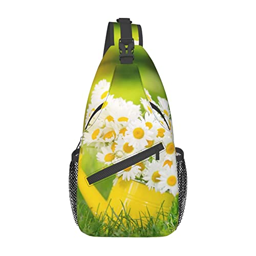 Sommer-Blumen-Gänseblümchen-Blume, niedliche Alpaka-Umhängetasche, Sling-Brust-Umhängetasche für Herren und Damen, für Freizeit und Reisen von IUBBKI