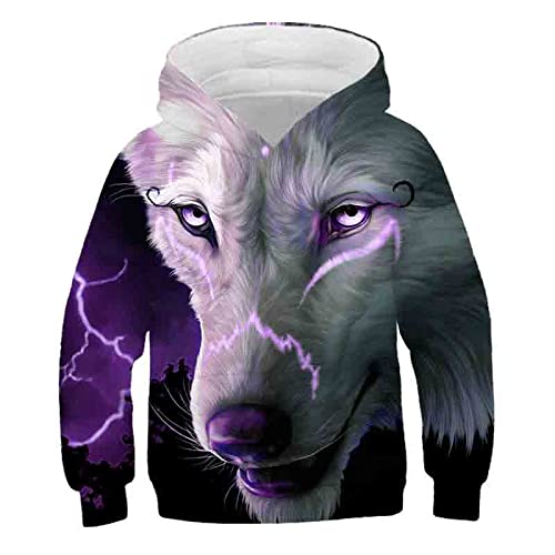 IUERVPS Herbst Stahl Druck Wolf Hoodies Sweatshirt Jungen Kleidung Teenager Langarm Pullover Mädchen Kinder Tops 1-14Y(Sky blue1,110) von IUERVPS