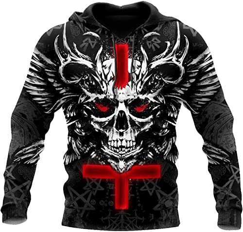 IUERVPS Herren 3D-Druck Hoodies Kreuzmuster Herbst Männer Hoodies Unisex Casual Pullover Zip Hoodie Streetwear Sweatshirt(Hoodies,XL) von IUERVPS