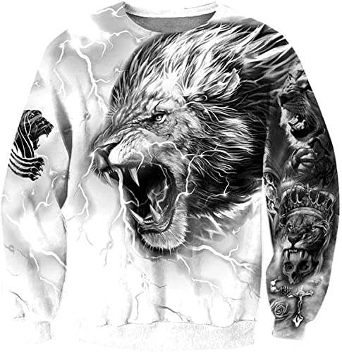 IUERVPS Löwe 3D All Over Printed Herren Hoodies Harajuku Streetwear Fashion Unisex Herbstjacke Trainingsanzüge(Sweatshirt,4XL) von IUERVPS