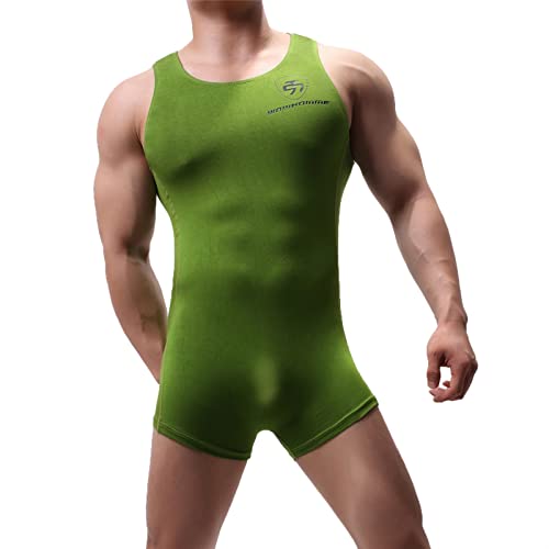 IUERVPS Männer Shapers Trikot Modal Body Bodybuilding Shaper Strumpfhosen Sexy Unterhemden Shorts Männer Wrestling Singlet Unterwäsche Tank Top(Green1,XL) von IUERVPS