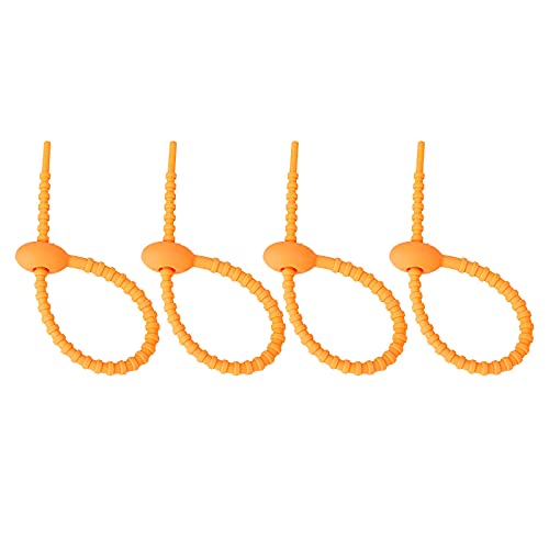 Speicherband Speicher Silikon Silikon Gürtel Kabelband 4PCS Soft Management Reiseausrüstung Kompressionsbeutel Zum Verpacken (Orange, One Size) von IUNSER
