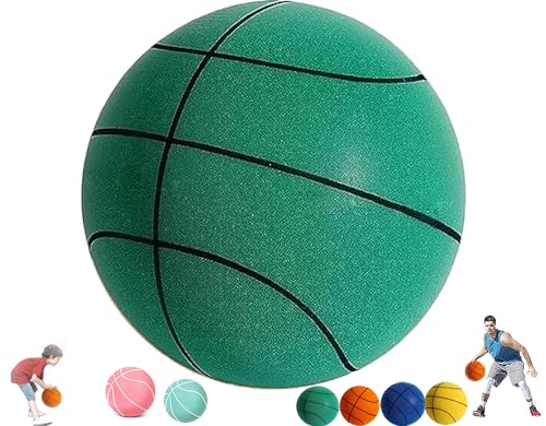 IVMqclicc Hush Handle Basketball Silent Basketball Dribbling Indoor Quiet Basketball Indoor,Foam Basketball, Easy to Grip Silent Ball High Resilience, Safe/Soft/High Elasticity (No.7/9.4 inch, Green) von IVMqclicc