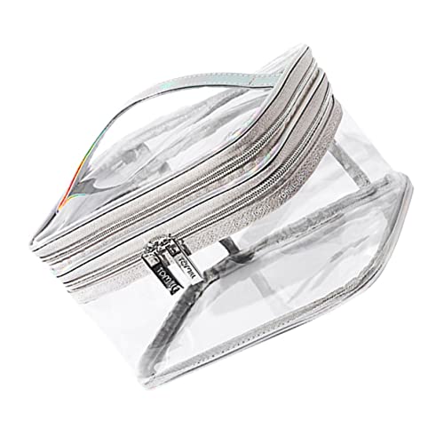 IWOWHERO 1stk Aufbewahrungstasche Reise-Make-up-Taschen Transparente Schminktasche Toilettenartikel-Organizer wasserdichte Schminktasche Zahnpasta Beutel Make-up-behältertasche PVC Silver von IWOWHERO