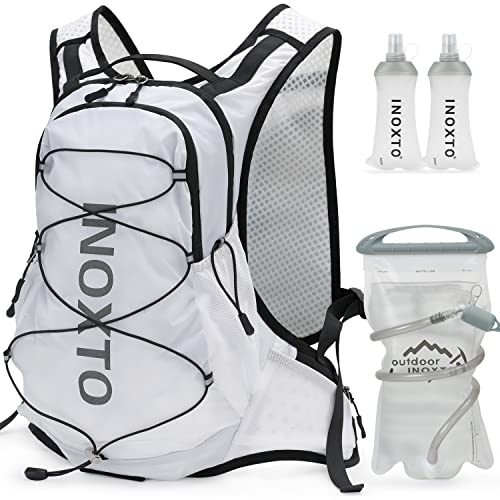 IX INOXTO Trinkrucksack, leichter Wasserrucksack mit gratis 2L Trinkblase Tagesrucksack für Herren und Damen, Laufen, Trinkweste für Trailrunning, Wandern, Radfahren, Rennen, Klettern (576-Weiß) von IX INOXTO