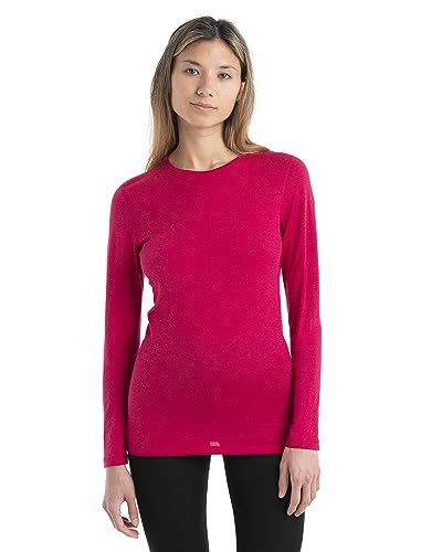 Icebreaker Merino Damen 200 Oasis Thermo-T-Shirt mit Rundhalsausschnitt, langärmelig, für kaltes Wetter, Electron Pink, Größe XL von Icebreaker