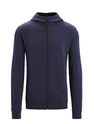 Icebreaker Langärmeliges Sweatshirt mit Reißverschluss und Kapuze Central Classic Herren - Midlayer Merinowolle Oberteil, Zip up Sweatshirt, Laufshirt - Midnight Navy, XXL von Icebreaker