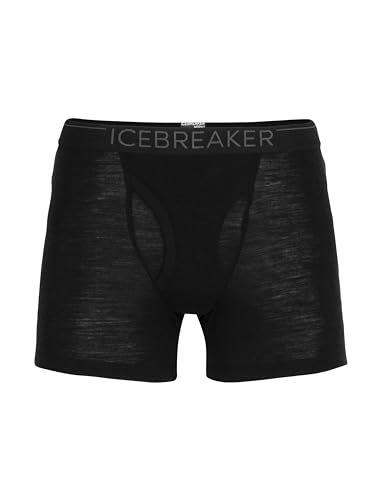 Icebreaker 100% Merinowolle Herren Base Layer - Everyday Boxers mit Eingriff - 175 Ultralight Fabric | Unterhosen Männer | Boxershorts | Unterwäsche | Merino Unterwäsche - Schwarz/Monsoon, L von Icebreaker