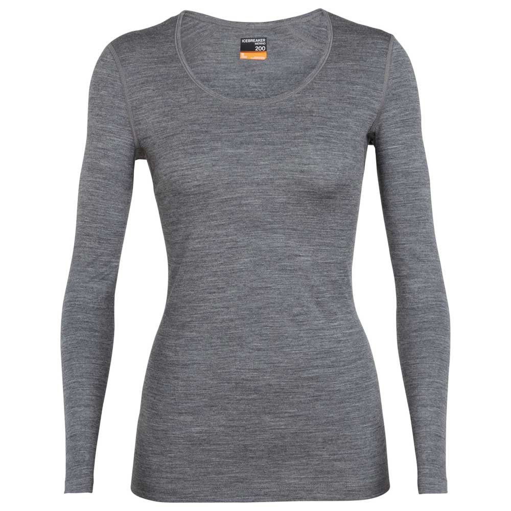 Icebreaker 200 Oasis Scoop Merino Long Sleeve T-shirt Grau L Frau von Icebreaker