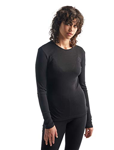 Icebreaker 100% Merinowolle Damen Base Layer - Everyday Langärmeliges Crewe - 175 Ultralight Fabric - Langarmshirt - Longsleeve - Merino Shirt - Unterwäsche - Unterhemden - Black, S von Icebreaker