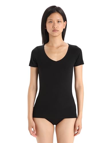 Icebreaker Damen Siren Kurzärmeliges Sweetheart T-Shirt - Sporttop Damen - Merinowolle Unterwäsche - Schwarz, XS Icebreaker Damen Siren Kurzärmeliges Sweetheart T-Shirt - Sporttop Damen - Merinowolle Unterwäsche - Schwarz, XS von Icebreaker