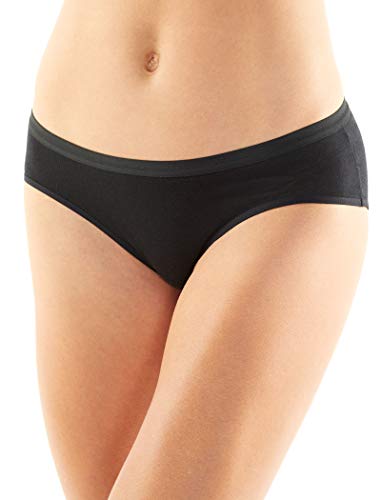 Icebreaker Merinowolle Damen Unterwäsche - Siren Hipkini Slips | Merino Unterhose | Slip | Thermo Unterwäsche Damen | Unterhosen Baumwolle | Taillenslip - Schwarz, XL von Icebreaker