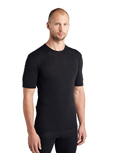 Icebreaker Herren Everyday Kurzärmeliges Crewe T-Shirt - Funktionsshirt Herren - 100% Merinowolle Base Layer - Black, L von Icebreaker