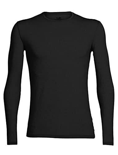 Icebreaker Herren Merino Wolle Anatomica Langarm Crewe T-Shirt - 150 Ultraleichtes Material - Schwarz, L von Icebreaker