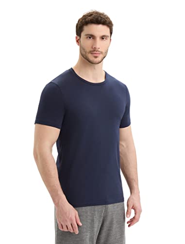 Icebreaker Merino Herren Cool-Lite Baumwolle, kurzärmelig, lässiges Basic T-Shirt, Midnight Navy (Marineblau), Large von Icebreaker