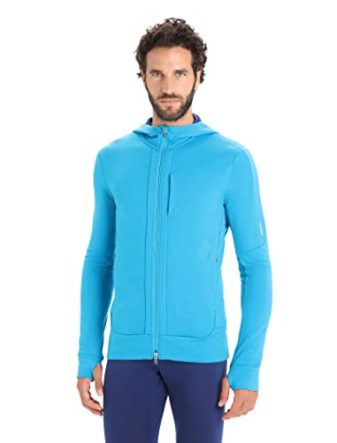 Icebreaker Merino Herren Quantum III Kapuzenpullover, langärmelig, Wolle, mit Reißverschluss Kapuzen-Sweatshirt, Geo Blue/Royal Navy, X-Large von Icebreaker