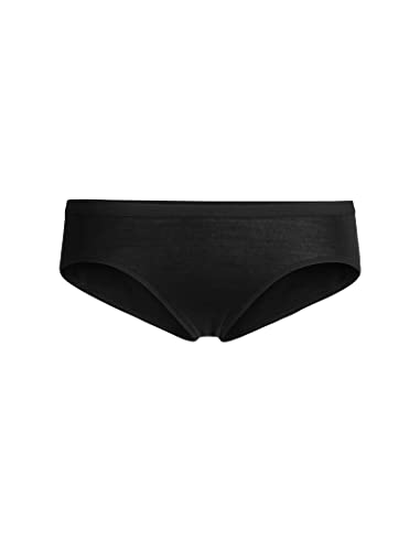 Icebreaker Merinowolle Damen Unterwäsche - Siren Hipkini Slips | Merino Unterhose | Slip | Thermo Unterwäsche Damen | Unterhosen Baumwolle | Taillenslip - Schwarz, M von Icebreaker