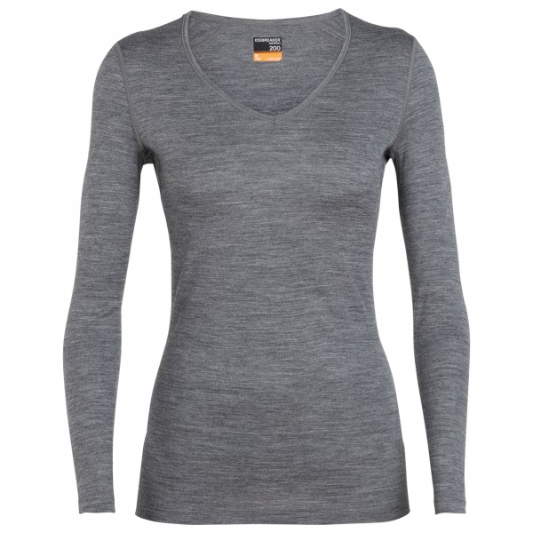 Icebreaker - Women's 200 Oasis L/S V - Merinounterwäsche Gr XS grau von Icebreaker