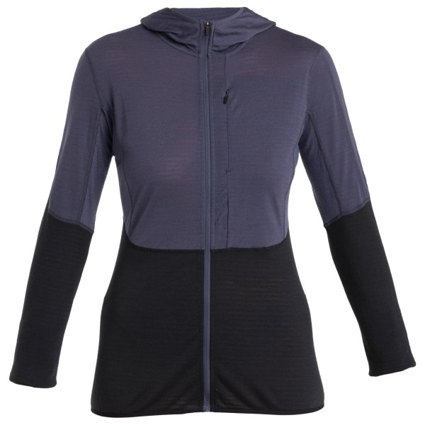 Icebreaker - Women's Realfleece Descender L/S Zip Hoodie - Merinohoodie Gr L schwarz von Icebreaker