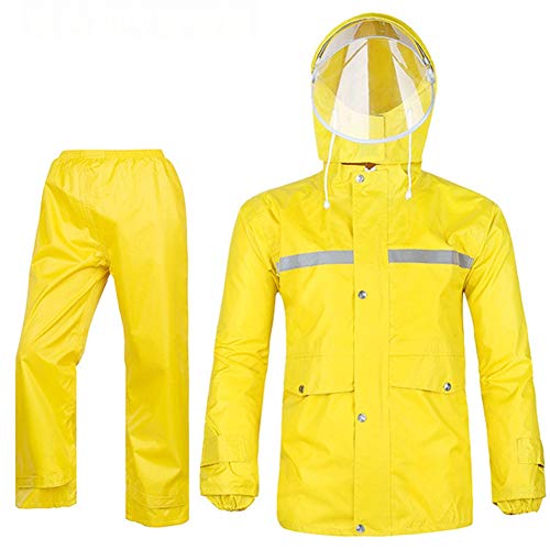 Icegrey Damen Herren Regenanzug Atmungsaktive Schneeanzug Regenjacke und Hose mit Reflexstreifen Regenbekleidung für Radfahren Gelb 2XL von Icegrey