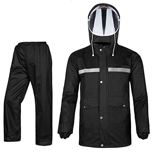 Icegrey Damen Herren Regenanzug Atmungsaktive Schneeanzug Regenjacke und Hose mit Reflexstreifen Regenbekleidung für Radfahren Schwarz S von Icegrey