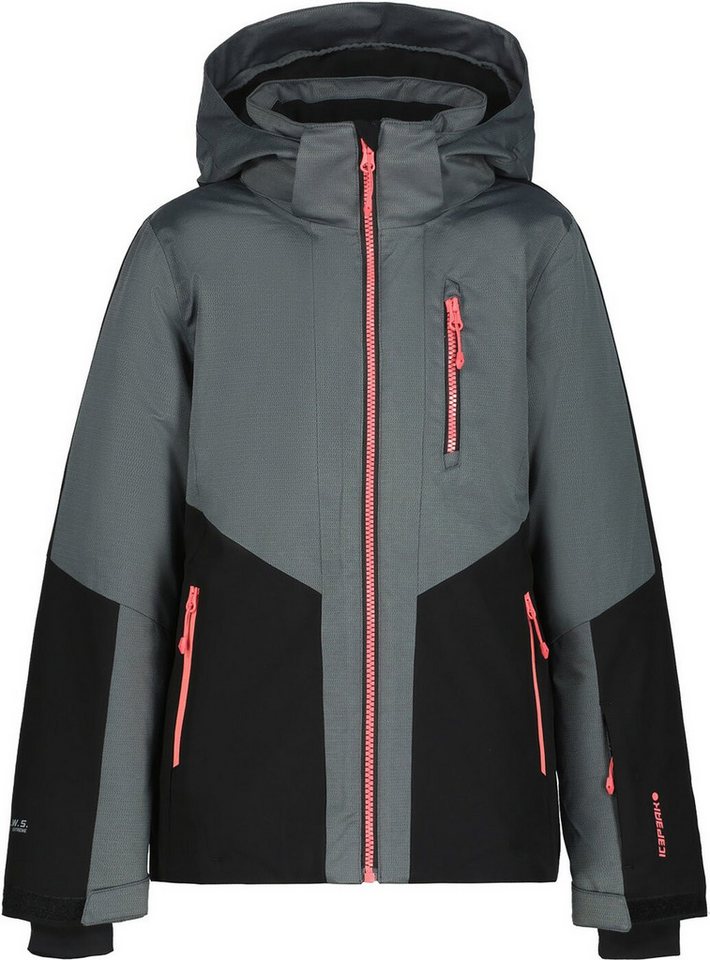 Icepeak Skijacke ICEPEAK LANETT warm gefütterte Mädchen-Skijacke grau/schwarz von Icepeak