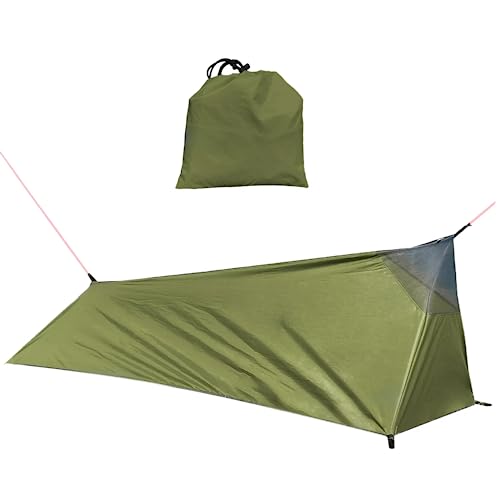 Campingzelt Zelt 500g Ultra Leichtes 1 Person mit Moskitonetz Armee Grün 220X70X60/35cm Praktisches Wurfzelt für Trekking Camping Rucksack Reisen Abenteuer Schlafsack Zelt von Ichlovdu