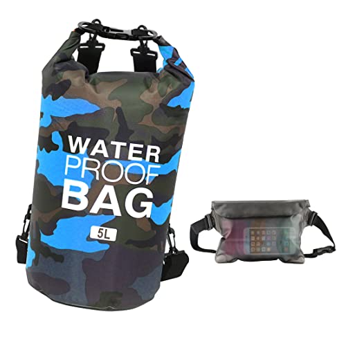 Idefair Wasserdichter Packsack, Schwimmender Trockenrucksack Strandtasche Leichter Trockensack für den Strand, Bootfahren, Angeln, Kajakfahren, Schwimmen, Rafting, Camping 5L 10L 15L 20L 30L von Idefair