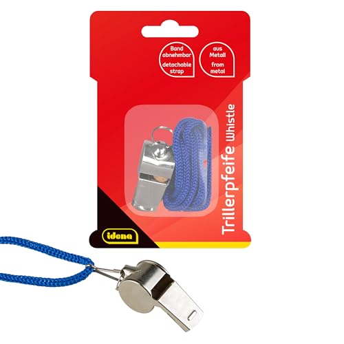 Idena 40187 - Triller-Pfeife aus Metall, Signal-Pfeife mit blauem Band zum Umhängen, ideal für Sport- und Freizeitaktivitäten, für Kinder, Trainer, Lehrer und Bademeister Idena 40187 - Triller-Pfeife aus Metall, Signal-Pfeife mit blauem Band zum Umhängen, ideal für Sport- und Freizeitaktivitäten, für Kinder, Trainer, Lehrer und Bademeister von Idena