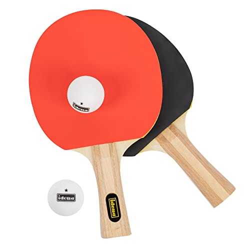 Idena 40203 - 4-teiliges Tischtennis-Set für Fortgeschrittene, mit 2 Tischtennisschlägern und 2 weißen 1-Stern Bällen, verpackt in einer Tragetasche Idena 40203 - 4-teiliges Tischtennis-Set für Fortgeschrittene, mit 2 Tischtennisschlägern und 2 weißen 1-Stern Bällen, verpackt in einer Tragetasche von Idena