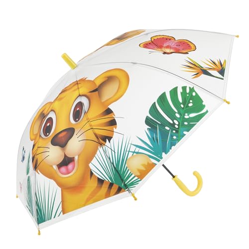 Idena 50114 - Regenschirm für Kinder aus transparentem Kunststoff mit Tiger Motiv, Stockschirm mit manueller Öffnung, Durchmesser 83 cm und Länge ca. 66 cm Idena 50114 - Regenschirm für Kinder aus transparentem Kunststoff mit Tiger Motiv, Stockschirm mit manueller Öffnung, Durchmesser 83 cm und Länge ca. 66 cm von Idena
