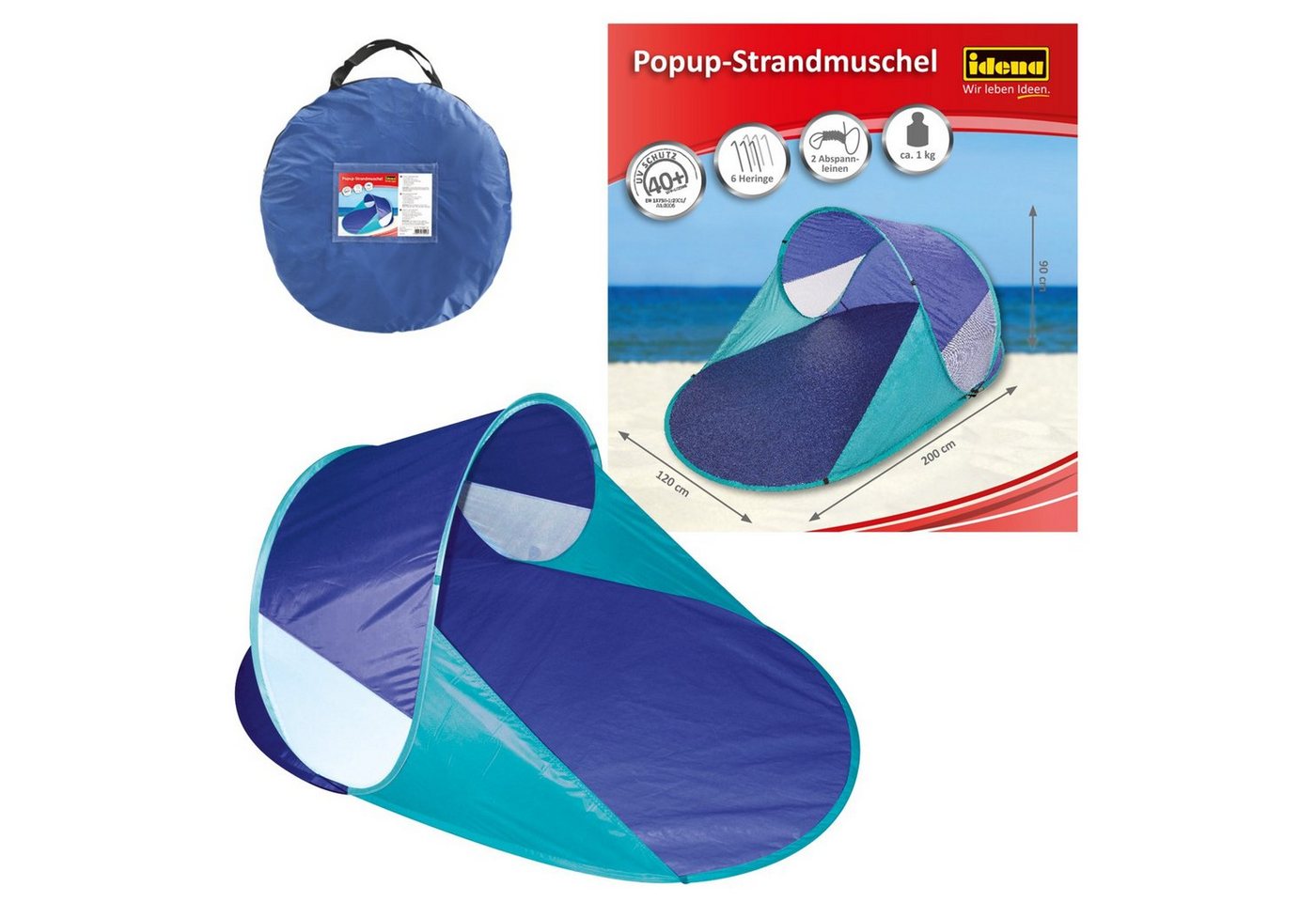 Idena Strandmuschel Idena 7570010 - Pop Up Strandmuschel mit UV Schutz 40+, ca. 2 x 1,2 x Idena Strandmuschel Idena 7570010 - Pop Up Strandmuschel mit UV Schutz 40+, ca. 2 x 1,2 x von Idena