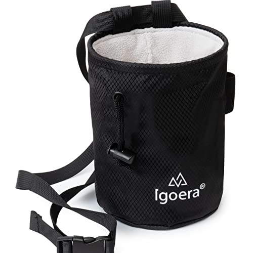 Igoera Chalkbag zum Klettern und Bouldern | robust und staubdicht | inkl. verstellbarem Befestigungsgurt | Kreidebeutel für besseren Grip und mehr Sicherheit (Schwarz) von Igoera