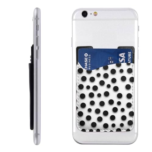 Black Dot Kartenhalter für Handyhülle, PU-Leder, selbstklebend, Ausweis, Kreditkartenetui, geeignet für die Rückseite der meisten Smartphones von IguaTu
