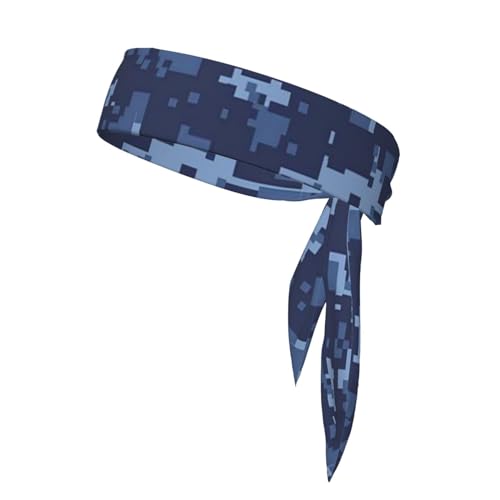 Blaues Camouflage Muster Sport Stirnband Kopfband Kopfband Unisex Anti-Rutsch Fitness Haarband für Tennis Radfahren Yoga von IguaTu