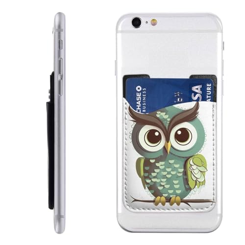 Cartoon Green Cute Owl Card Holder for Phone Case, Pu Leather Self ID Credit Card Case, Suitable for The Back of Most Smartphones von IguaTu