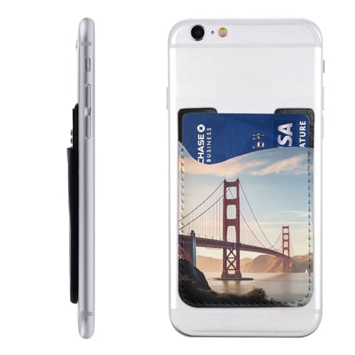 Golden Gate Bridge Kartenhalter für Handyhülle, PU-Leder, selbstklebend, Ausweis, Kreditkartenetui, geeignet für die Rückseite der meisten Smartphones von IguaTu