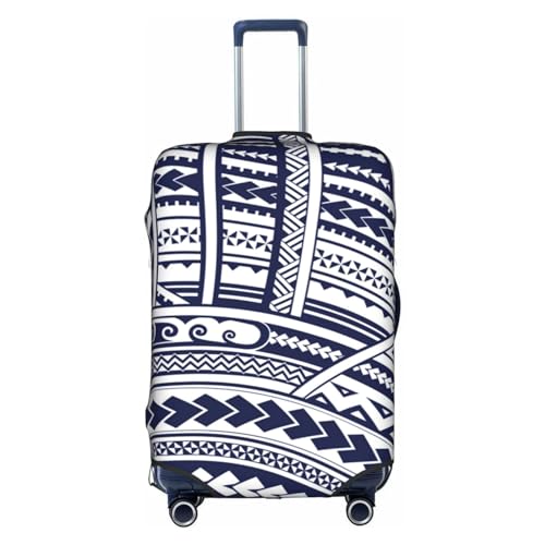 IguaTu Gepäckabdeckung, Polynesisches Maori-Stammesmuster, für Trolley-Koffer, elastisch, kratzfest, passend für Gepäck von 45,7 - 81,3 cm, Blau, weiß, S von IguaTu