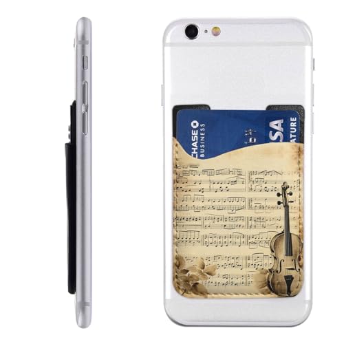 Music Notes On Old Paper Card Holder for Phone Case, Pu Leather Self ID Credit Card Case, Suitable for The Back of Most Smartphones von IguaTu