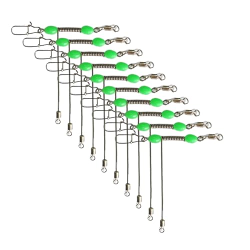 Illkjasfc 10-teiliges 3-Wege Rollwirbel Set In T Form Edelstahl Angelanschlüsse Mit Leuchtenden Perlen Für Nachtangeln von Illkjasfc