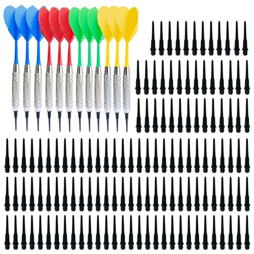 Illkjasfc 12 Stücke Weiche Spitze Darts Mit 100 Stücke Darts Spitze Professionelle Indoor Kunststoff Spitze Darts Für Elektronische Darts Board Zubehör von Illkjasfc