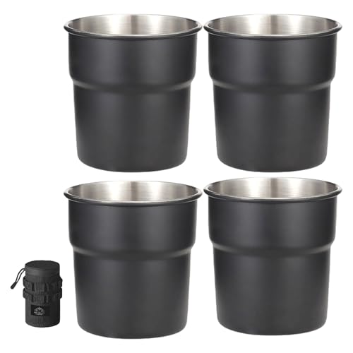 Illkjasfc 4 Stücke Stapelbare Camping Wasser Tasse 300 Tees Kaffee Milch Bier Becher Edelstahl Trinkbecher Outdoor Reise Tassen von Illkjasfc