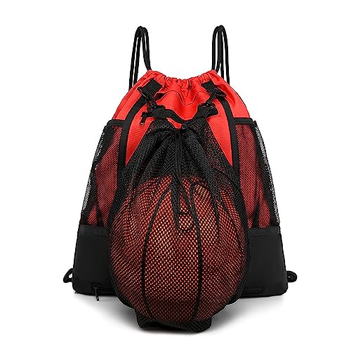 Illkjasfc Basketball Umhängetaschen Mit Kordelzug Für Jungen Faltbar Fußball Rucksack Sporttasche Sportsack Mit Doppelten Tragbaren Netztaschen von Illkjasfc