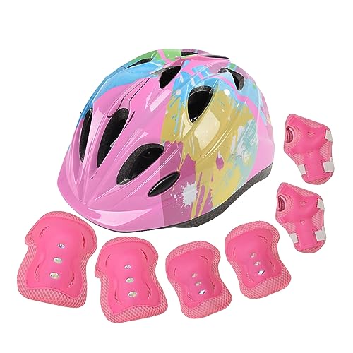 Illkjasfc Kinder Sporthelm Set Mit Knieschützern Handgelenkschützern Ellenbogenschützern Verstellbarer Helm Für Rollschuh Fahrradfahren von Illkjasfc