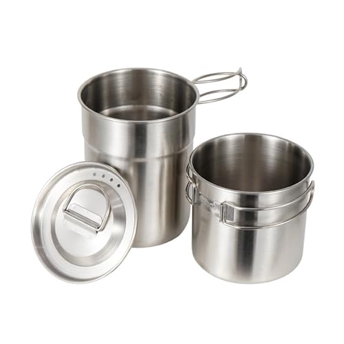 Illkjasfc Tragbare Camping Wasser Tasse Mit Klapp Picknicks Wasser Becher Edelstahl Outdoor Kochgeschirr Camping Becher von Illkjasfc